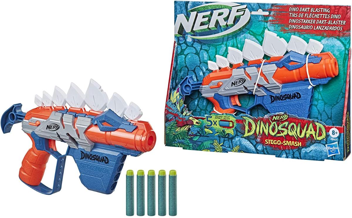 NERF DinoSquad Stegosmash Dart Blaster, 4-Dart Storage, Pull-Back Priming  Handle, 5 Dardos Oficiais, Design de Dinossauro, Estagossauros Spikes -  Carrefour