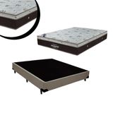 Cama Box Casal Sintético Bege + Colchão Sleep King Molas Ensacadas Ortobom 138x188x58