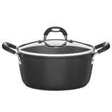 Caçarola Tramontina Mônaco Induction em Alumínio com Revestimento Interno e Externo Antiaderente Starflon Premium Preto com Tampa de Vidro 22 cm 3,5 L