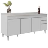 Balcão Gabinete 180cm Com Tampo Dallas Branco - Lumil