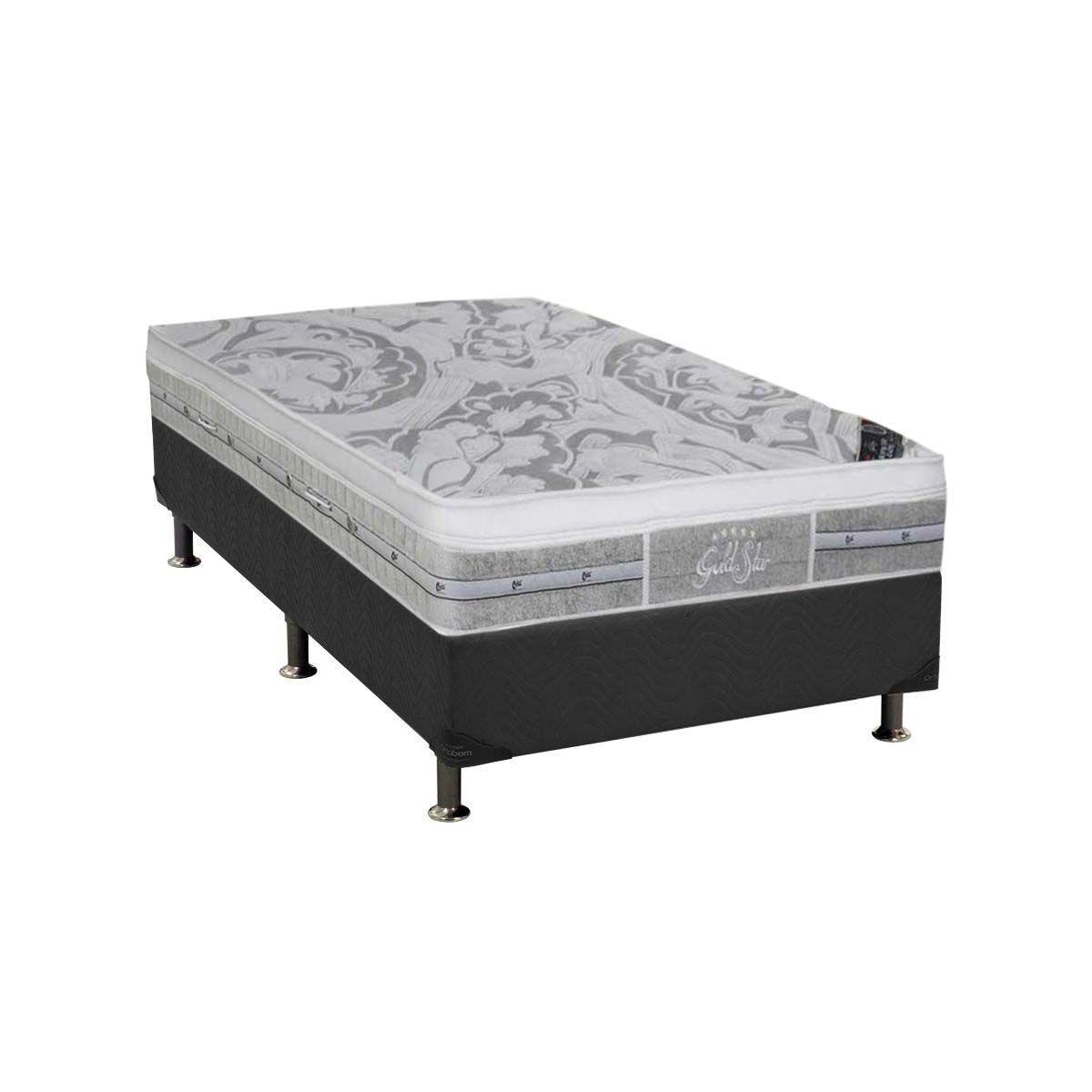 Cama Box Solteiro Colchao Molas Pocket Ensacadas Castor Slx Grand Plush Base Crc Suede Gray 88x188