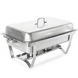 Rechaud Retangular Duplo De Inox C/2 Cubas E 2 Queimadores