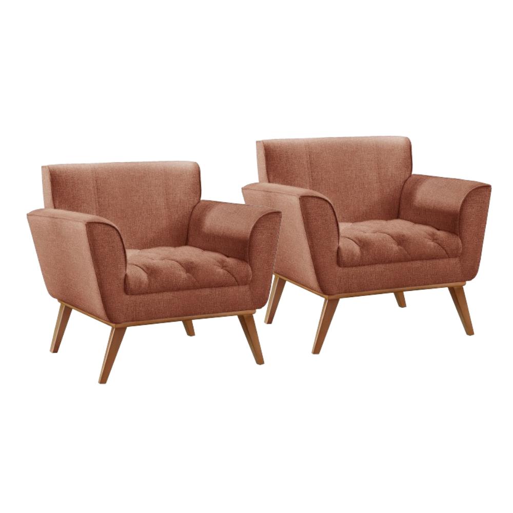 Conjunto - 2 Poltronas Lyz Linho Terracota