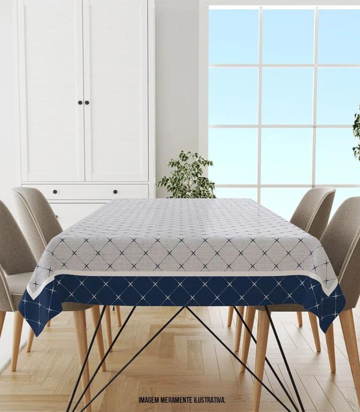 Toalha De Mesa Retangular 1.45m X 2.70m Wevans Azul Un