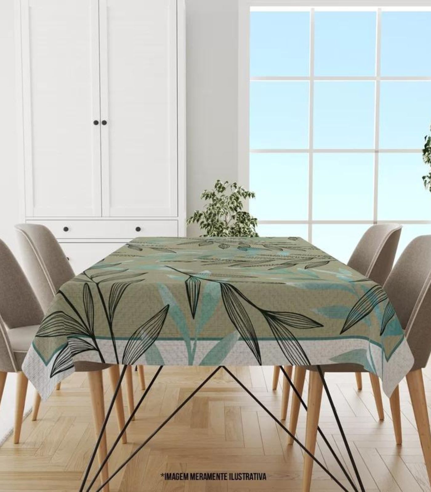 Toalha De Mesa Retangular 1.45m X 2.70m Wevans Verde Un