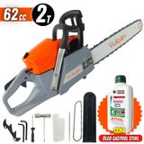 Motosserra Profissional Vulcan Vs620 Potente Com Motor 2 Tempos Á Gasolina 62cc 4hp 11500rpm Corrente De 34 Dentes + Óleo Castrol Sthil 2 Tempos 500m