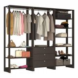 Guarda Roupa Closet 3 Peças com 2 Cabideiros 3 Gavetas e 10 Nichos Yes Nova Mobile Grafite Intenso