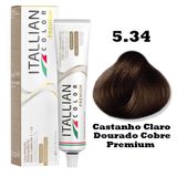 Tinta Para Cabelos Itallian Premium Castanho Claro Dourado Cobre 5.34 - 60g