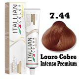 Tinta Para Cabelo Itallian 60g Louro Cobre Intenso Premium 7.44