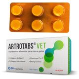 Suplemento Alimentar Vitaminas Colageno Artrotabs Vet 33g Caes Gatos Com 30 Comprimidos