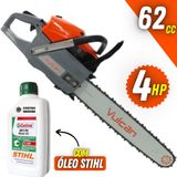 Motosserra Profissional Vulcan Vs620 Á Gasolina 2 Tempos 62cc 4hp Sabre De 20 Polegadas Com Óleo Castrol Sthil 2 Tempos Lubrificante De Motor