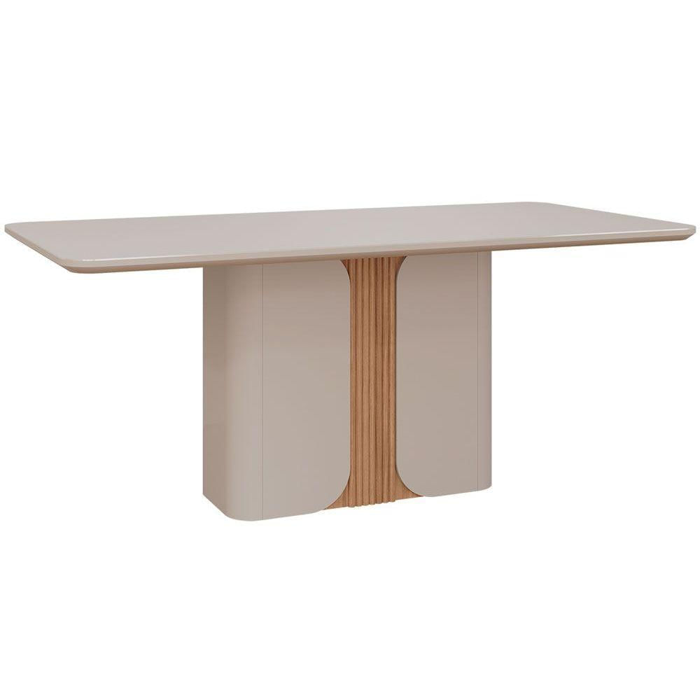 Mesa De Sala Jantar Charlotte Tampo Madeirado Vidro 180x90 Cm Off White Nature Cimol