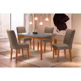 Sala De Jantar Completa Londrina Tampo Madeirado C Vidro 120cm 4 Cadeiras Londrina Imbuia Animale Chocolate Rufato