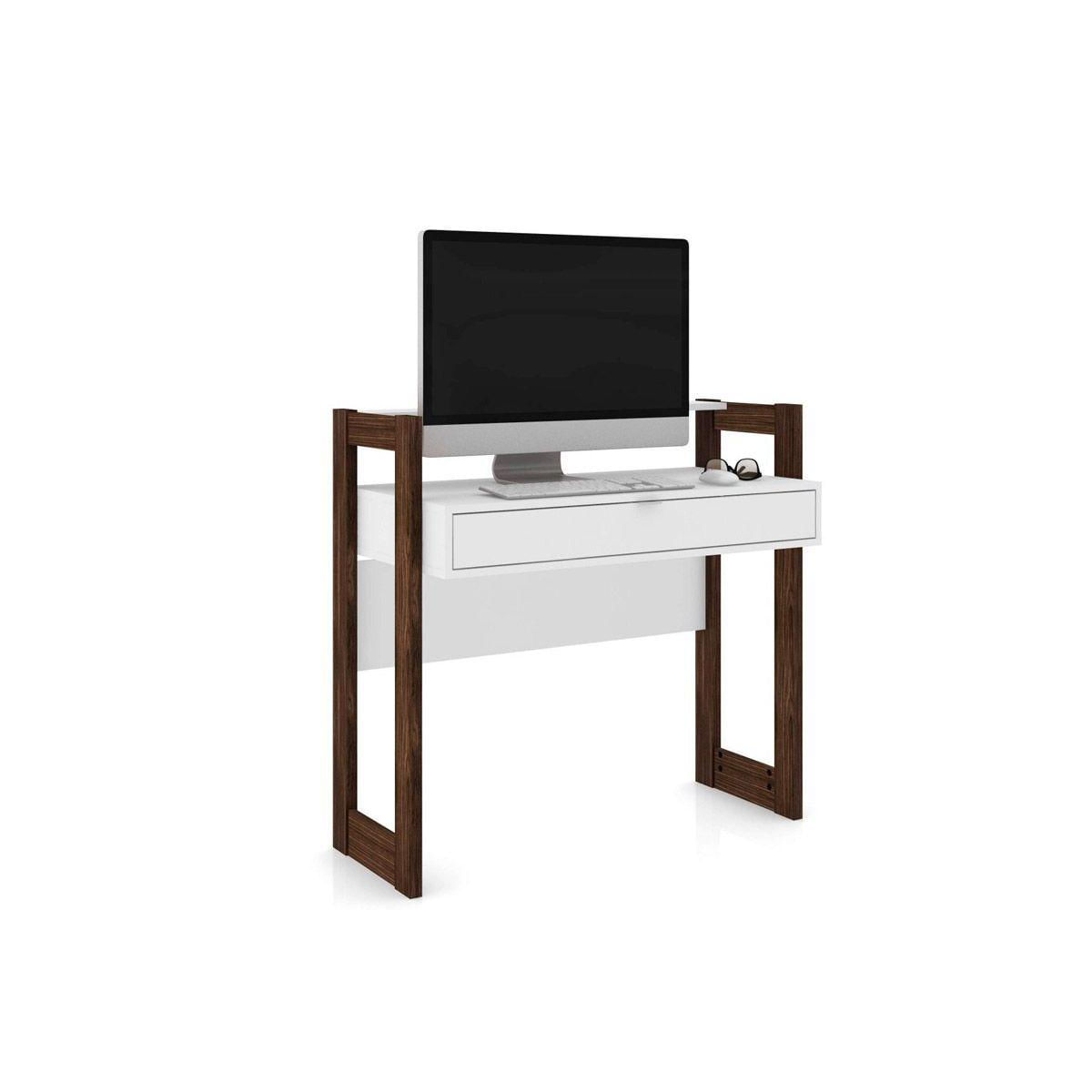 Mesa Computador Az1007 C 1 Gaveta Branco Nogal Tecno Mobili