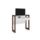Mesa De Computador Solteiro Az1007 C 1 Gaveta Branco Nogal Tecno Mobili