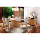 Mesa Rufato Luna c/Vidro 180+6 Cadeiras Lunara Imbuia/Choco