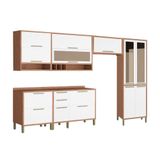 Cozinha Modulada Completa Syrah 6 Pecas 3 Armarios 2 Balcoes 1 Paneleiro 6p01 Sevilha Branco Ronipa