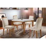 Sala De Jantar Completa Londrina Tampo Madeirado C Vidro 120cm 4 Cadeiras Athenas Imbuia Veludo Creme Rufato