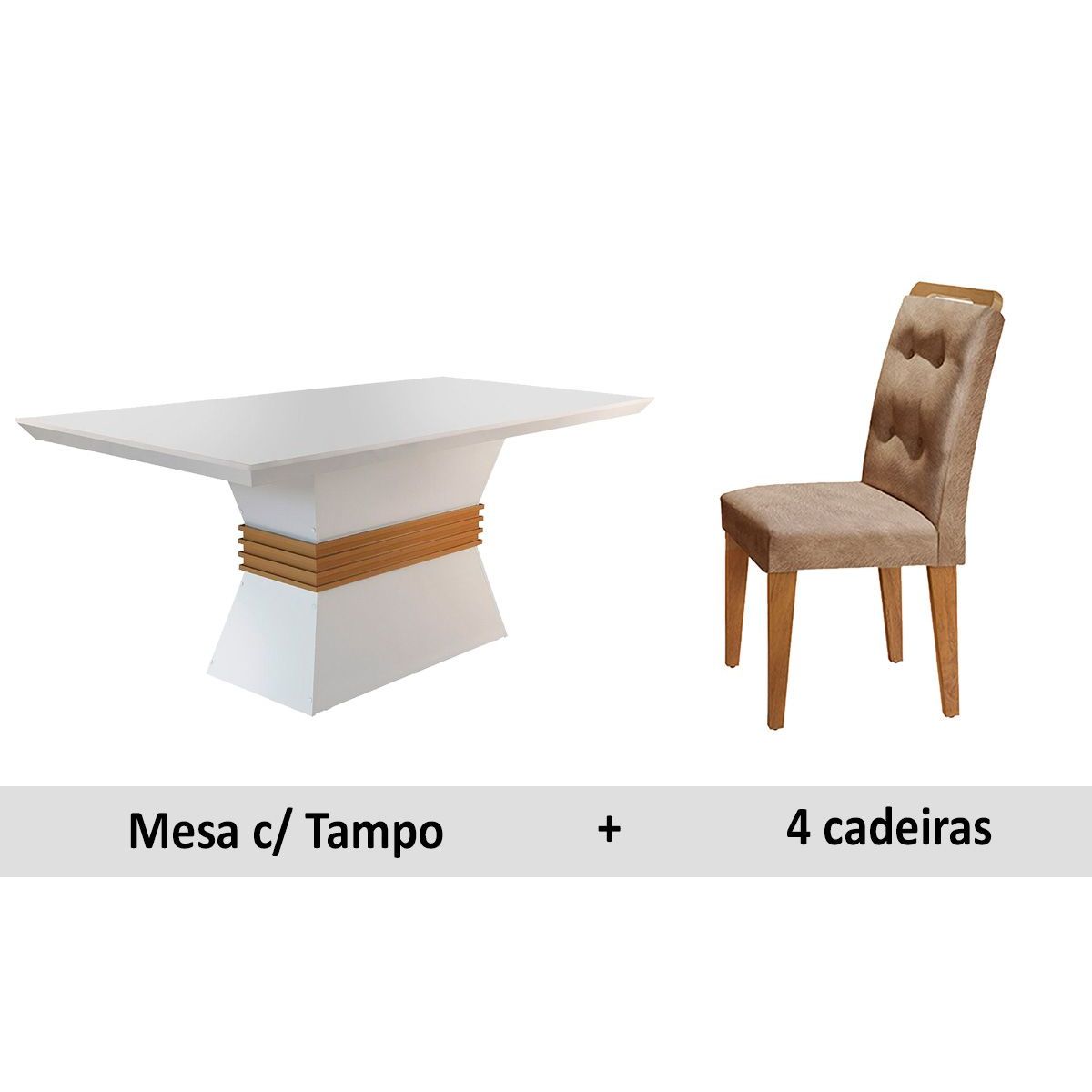 Sala de Jantar Rufato Ágata QR+4 Cadeiras Imbuia/Choco