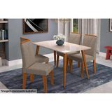 Conjunto Mesa Sala Jantar Adele C Tampo Madeirado C Vidro 130cm 4 Cadeiras Nicole Madeira Ow Joli Cimol