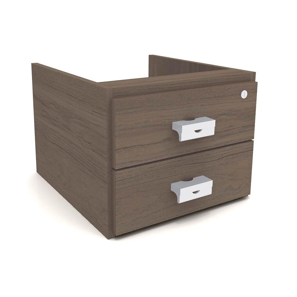 Multiuso Escritorio Versatil 2001 2 Gavetas E 1 C Chave Teca Italia Kappesberg