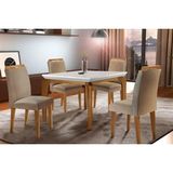 Conjunto Mesa Sala Jantar Londrina Tampo Madeirado C Vidro 120cm 4 Cadeiras Athenas Imbuia Linho Turim Rufato