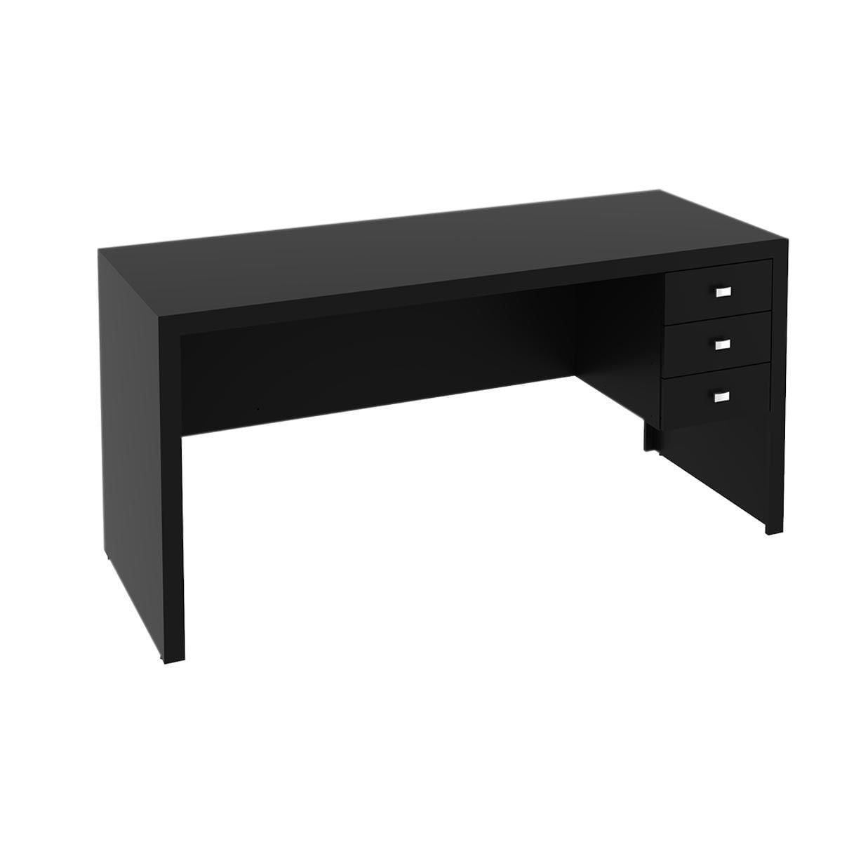 Escrivaninha P Escritorio Me4113 C 3 Gavetas Preto Tecno Mobili