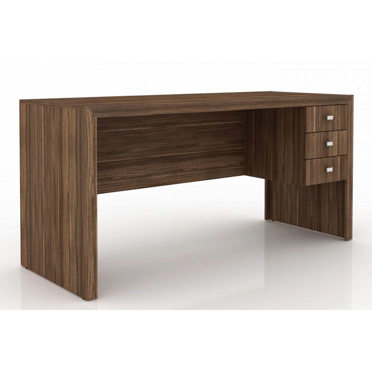 Mesa De Computador Solteiro Me4113 C 3 Gavetas Nogal Tecno Mobili