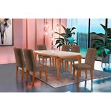 Sala De Jantar Completa Londrina Tampo Madeirado C Vidro 180cm 6 Cadeiras Lunara Imbuia Animale Chocolate Rufato