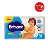Kit Fralda Descartável Babysec Ultrasec Hiper M Com 72 Unidades - 3 Unidades