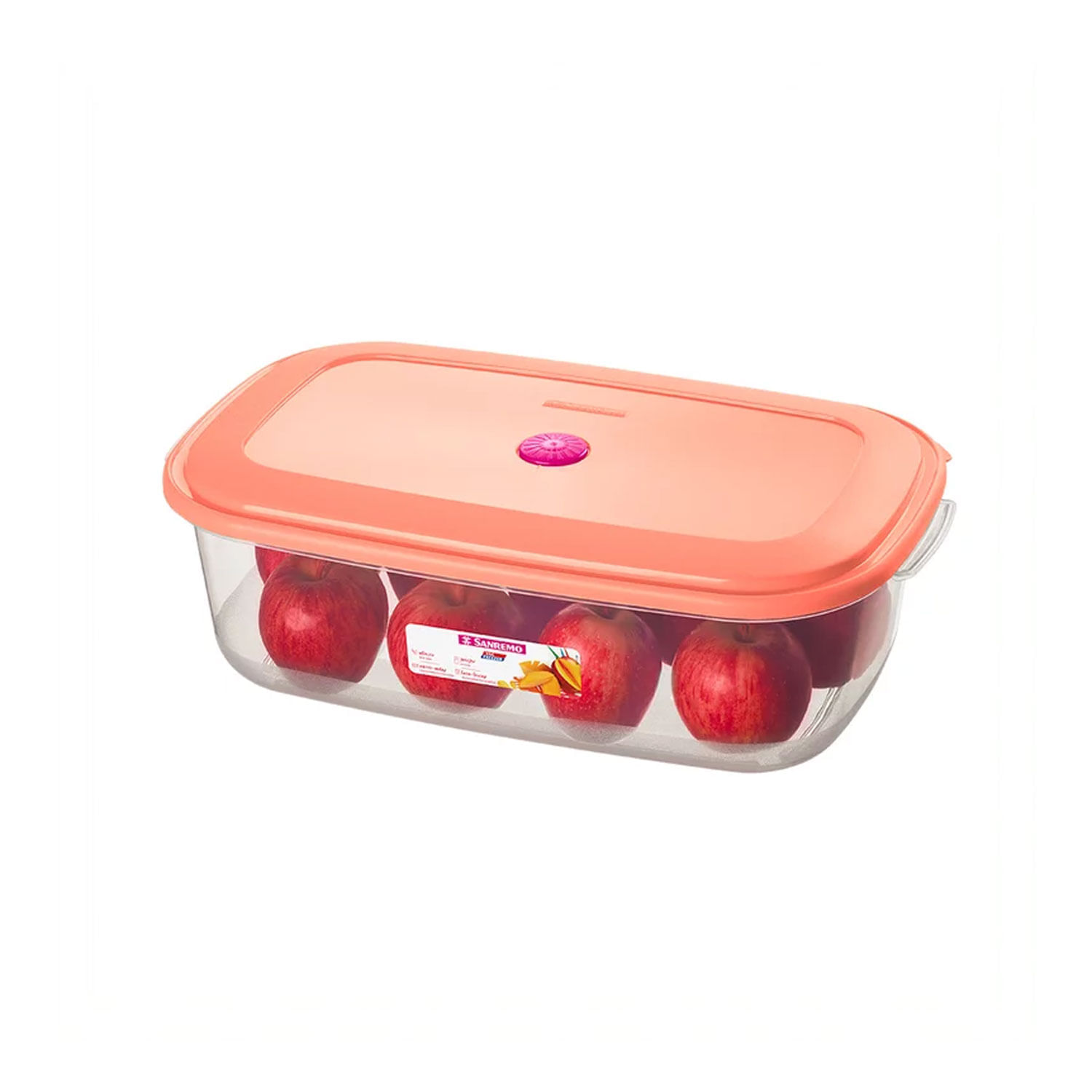 Pote Plástico Retangular Alto Vac Freezer Rosa 4500ml - Sanremo Sanremo