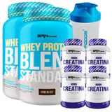 Kit 2 Whey Protein Blend 900g+ 4x Creatina Foods 100g 600ml