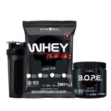 Kit Wey / Whey Protein Turbo + Bope Xtreme + Garrafa - Black Skull