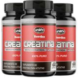 Creatina Monoidratada 100% Pura 60 Cáps De 720mg Kit Com 3