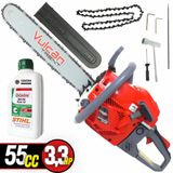 Motosserra Vulcan Vsl550p Á Combustão 2 Tempos 55cc 3,35hp Com Sabre De 18 Polegadas E Corrente 32 Elos Ideal Para Carpintaria + Óleo Castrol Sthil
