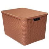 Caixa Organizadora Rattan Marrom 40 Litros Com Tampa 25602