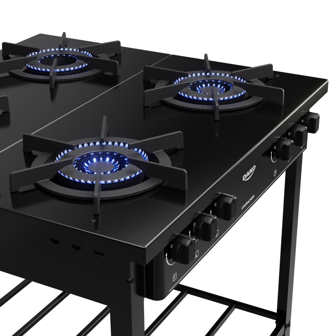 Fogão Industrial 4 Bocas Preto Com Tripla Chama Dako Couraçado Carrefour