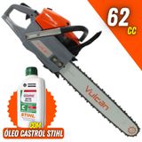 Motosserra Profissional Vulcan Vs620 À Gasolina 2t 62cc 4hp 11500rpm Com Ponta Rolante 20&quot;+ Óleo Castrol Sthil 500ml