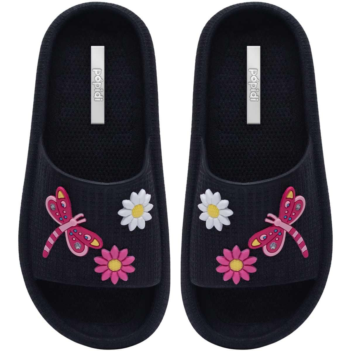 Chinelo Infantil Feminino Sandália Moda Estilo Nuvem 12.50 Cor:preto,tamanho:33/34