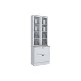 Modulo Cozinha Henn Americana Cristaleira 2 Portas C Vidro E 2 Gavetas Branco