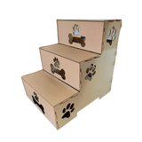 Escada Para Pet Cachorro E Gato Feita Em Madeira Natural De 3mm Com 3 Degraus 45cm De Altura 100% MDF