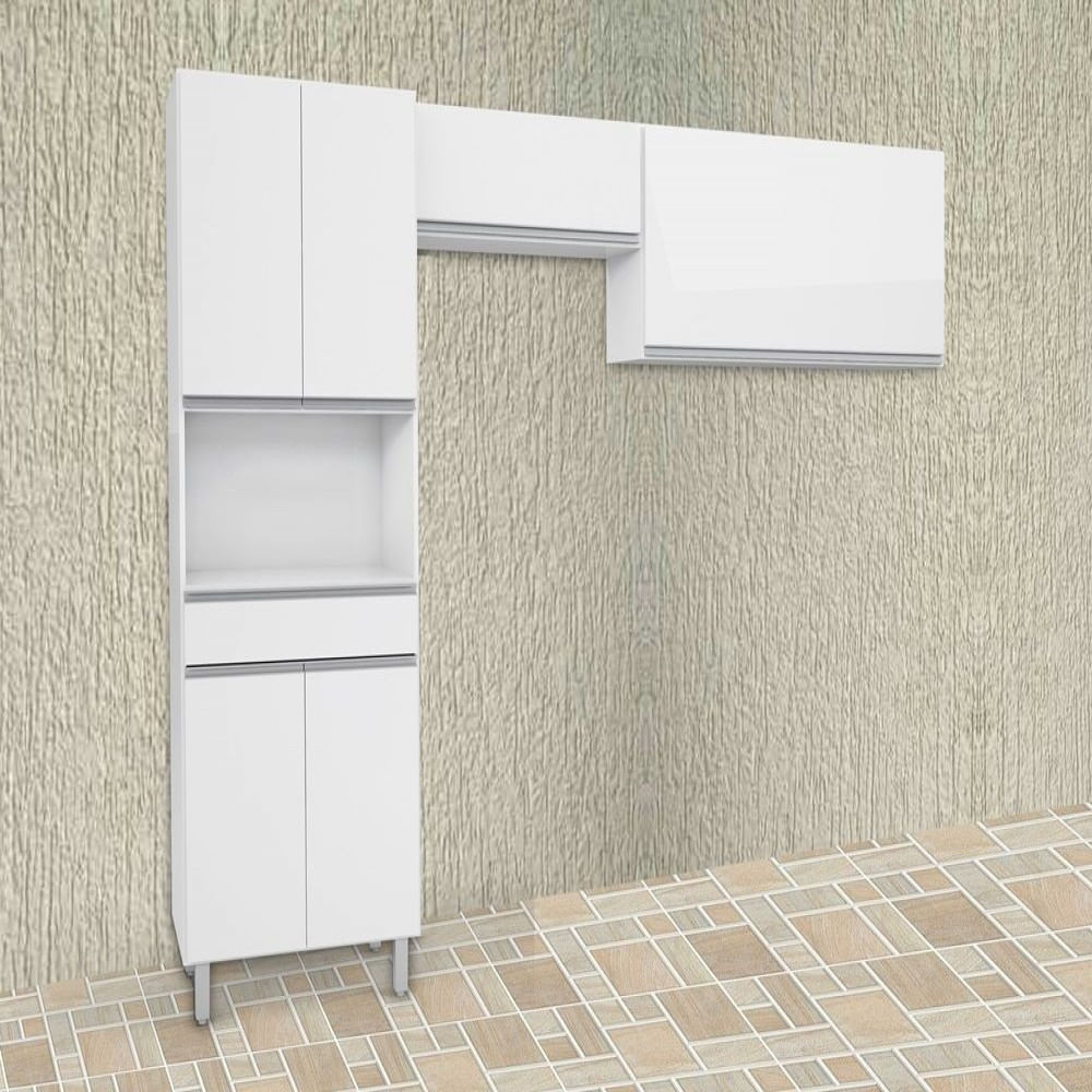 Cozinha 3 Peças Branco Brilho Modulada Top Class Batrol