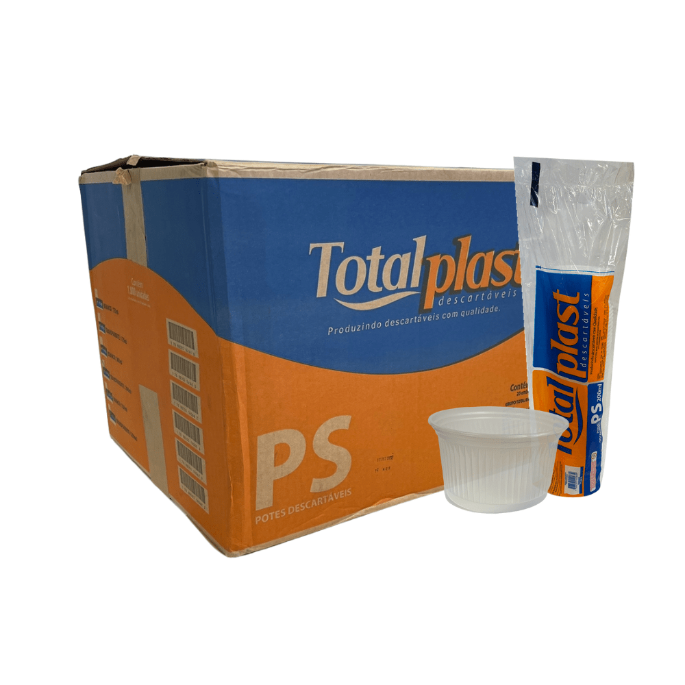 Pote De 200ml Redondo Transparente Ps Totalplast Com 1.000 Unidades Totalplast