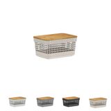 Caixa Organizadora Armário Tampa Bambu 20cm - Bege