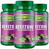 Uva Desidratada Revitrol Vegano 60 Cápsulas 500mg Kit Com 3