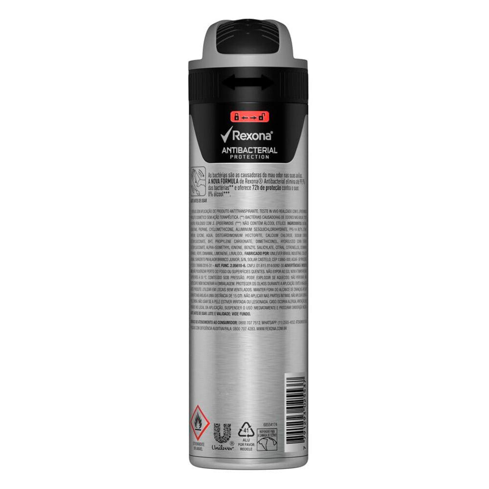 Desodorante Aerosol Rexona Men Antibacterial 150ml