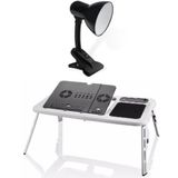 Mesa Dobrável Notebook Usb Luminária Garra Table Lamp