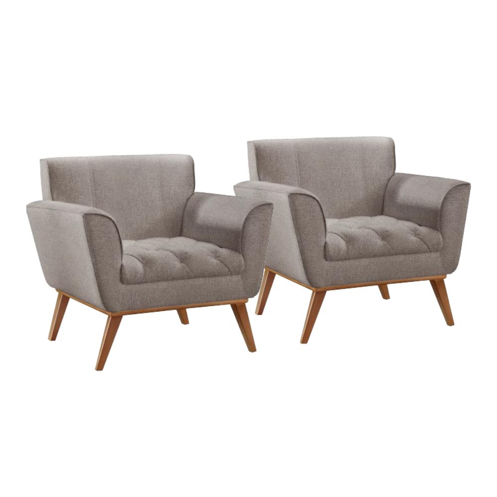 Conjunto - 2 Poltronas Lyz Linho Cappuccino