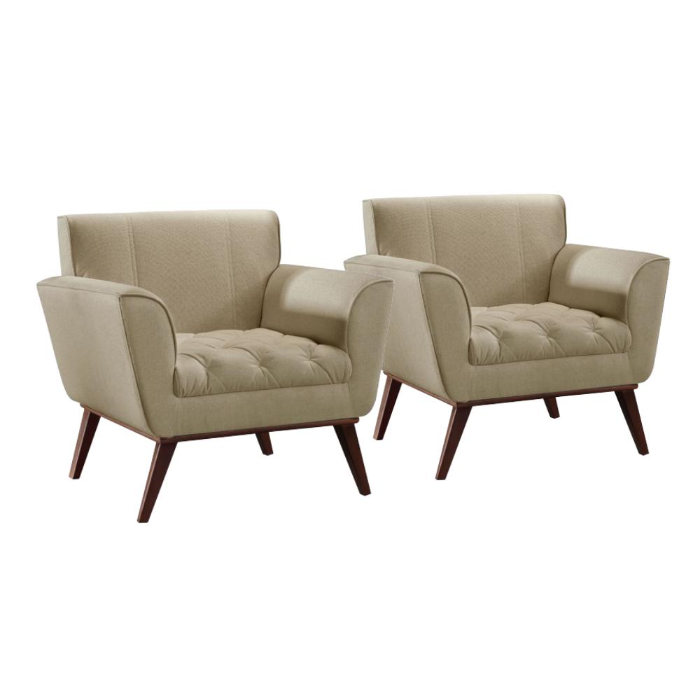Conjunto - 2 Poltronas Lyz Veludo Bege
