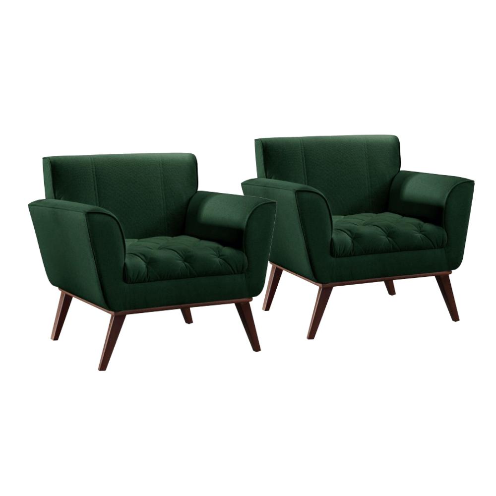 Conjunto - 2 Poltronas Lyz Veludo Verde